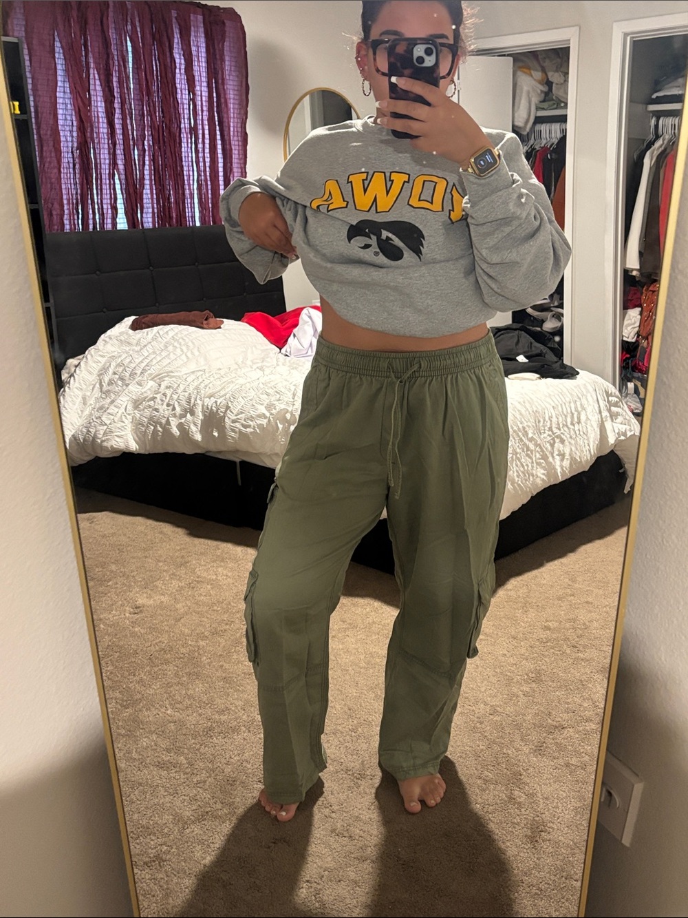 Old Navy Olive Green Wide-Leg Drawstring Cargo Pants